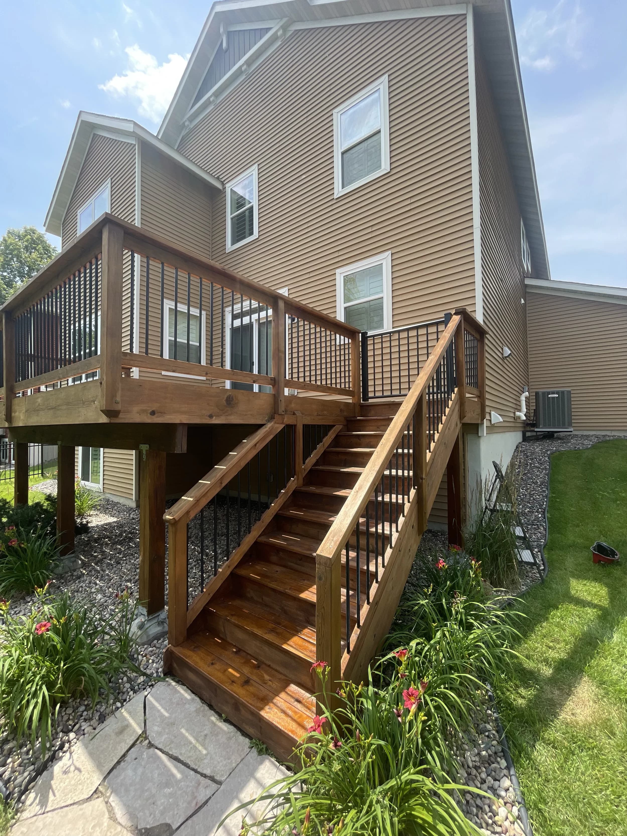 Deck staining work in progress